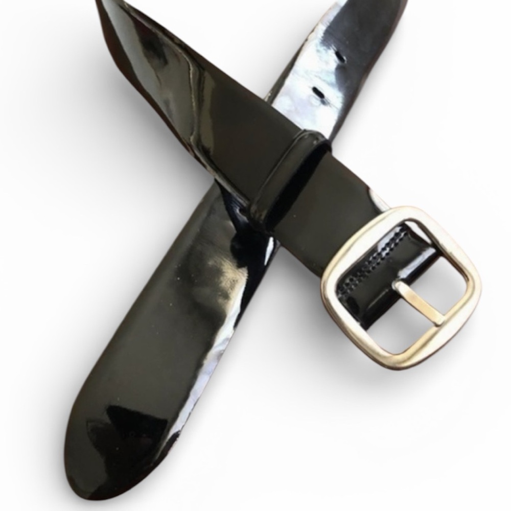 Dolce & Gabbana Mens Blk Patent Leather Belt Sz36